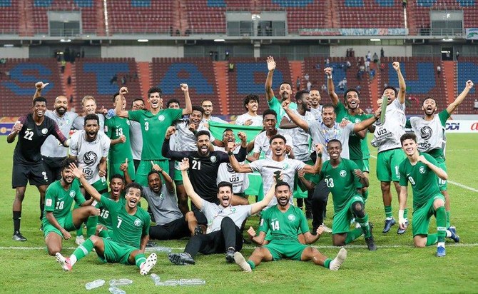 The young Green Falcons of Saudi Arabia defeated Uzbekistan 1-0 in the semifinals of the Asian Under-23 championship. (Twitter: @SaudiNT)