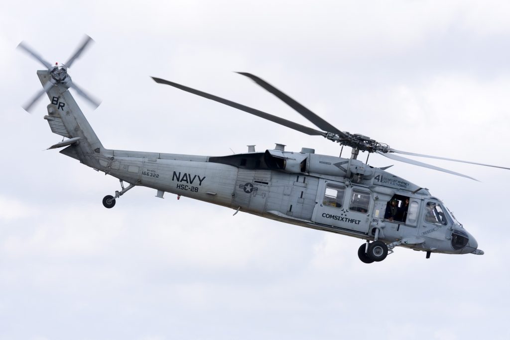 US Navy Sikorsky MH-60S Knighthawk (S-70A) lifts off in the Malta International Airshow. (Shutterstock)
