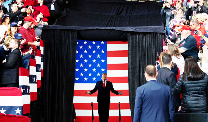 President Donald Trump at a campaign rally, Thursday, Jan. 9, 2020, in Toledo, Ohio. (AFP)