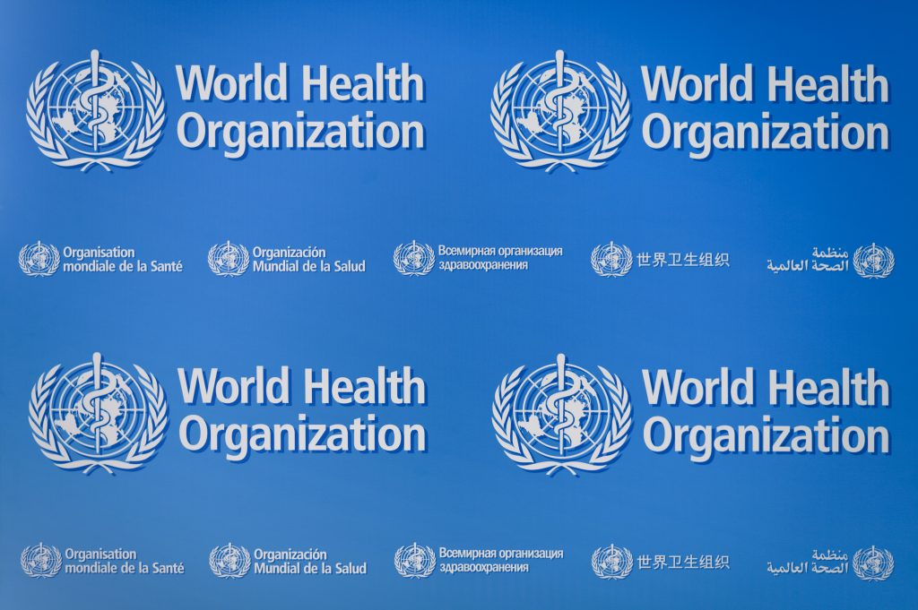 Signs of the World Health Organization (WHO). (AFP)