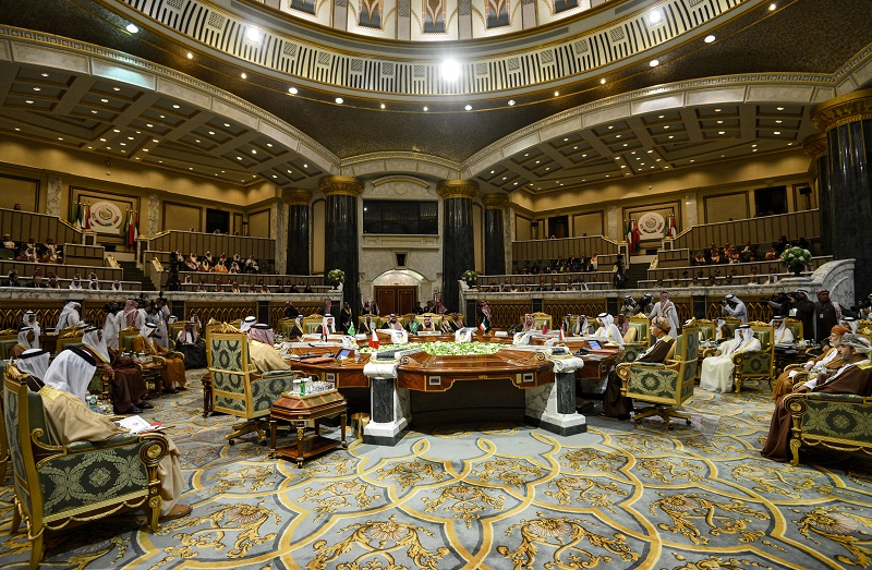 This picture taken on December 10, 2019 shows a general view of a session of the Gulf Cooperation Council (GCC) summit held in the Saudi capital Riyadh. (AFP)