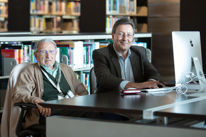 Prof. Carlos Duarte with his father in law Vicente Agusti (age 97) who visits Duarte every year at KAUST. ‘I take inspiration from his perseverance in learning. My goal is that, through my research, the ocean will have, by 2050, an abundance of life as Vicente knew in his childhood.’ (AN Photo)