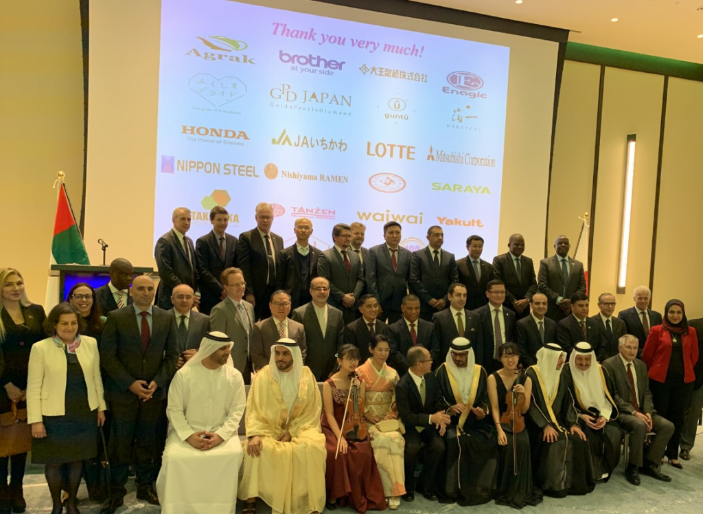 Dignitaries, diplomats and sponsors at the Japanese reception in Dubai 