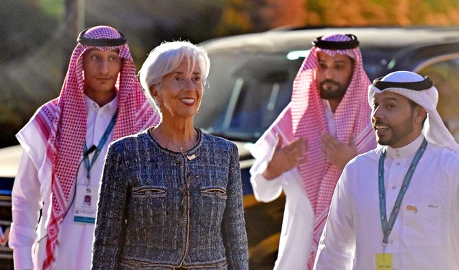 President of the European Central Bank Christine Lagarde arrives for a Welcome Dinner at the Murabba Palace in Riyadh on February 22, 2020 during the G20 finance ministers and central bank governors meeting. (AFP)
