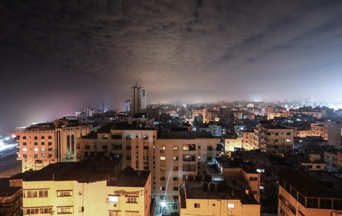 This picture taken early on Feb. 16, 2020, shows a general view from above of Gaza city, a day after Israeli warplanes attacked Hamas positions in retaliation against rocket fire from the Palestinian enclave into Israel. / AFP / MAHMUD HAMS