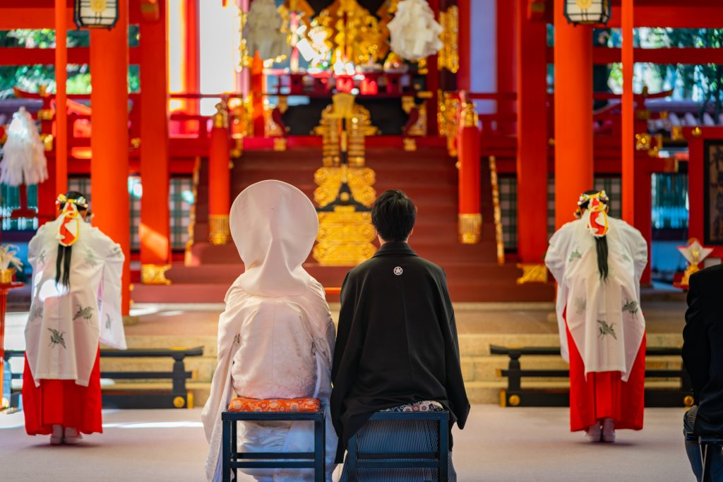 The Japanese traditional wedding ceremony in a Japanese shrine. (Shutterstock)