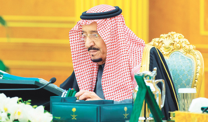 King Salman chairs the weekly Cabinet session in Riyadh on Tuesday. (SPA)