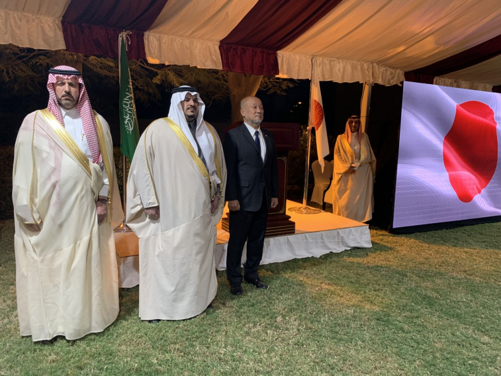 Ambassador of Japan to KSA Uemura Tsukasa and Deputy Governor of Riyadh Prince Mohammed bin Abdulrahman bin Abdul Aziz.. (AN Photo)
