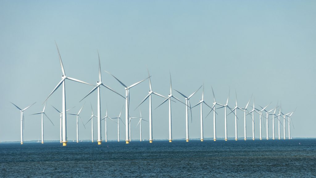 Offshore windmill park at sea. (Shutterstock)