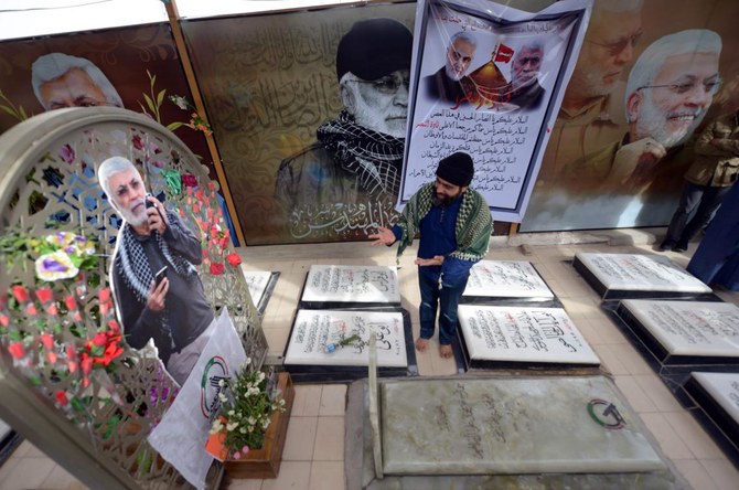 Iraqi paramilitary commander Abu Mahdi Al-Muhandis’ final resting place has gained near-holy status. (AFP)