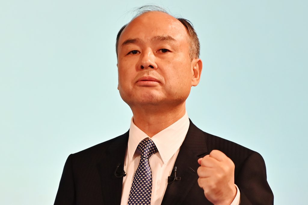 Softbank Group CEO Masayoshi Son delivers a speech during his company's financial results press conference at a hotel in Tokyo on May 9, 2019. (AFP)