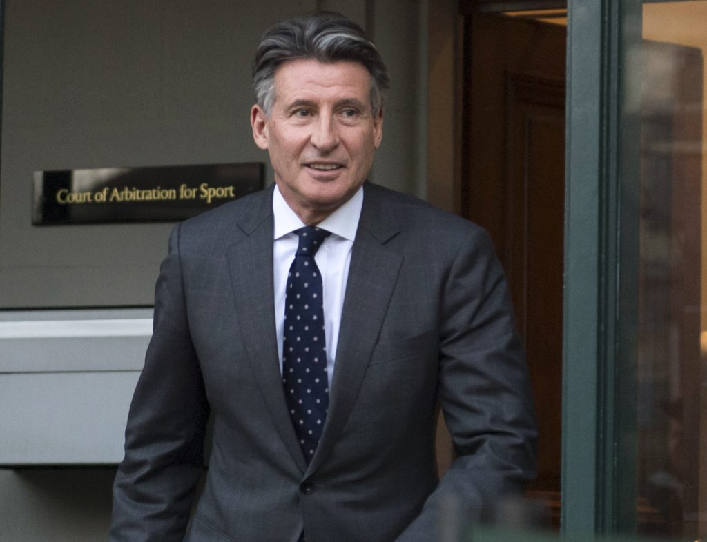 In this Monday, Feb. 18, 2019, file photo, Sebastian Coe leaves the Court of Arbitration for Sport in Lausanne, Switzerland. (AP)