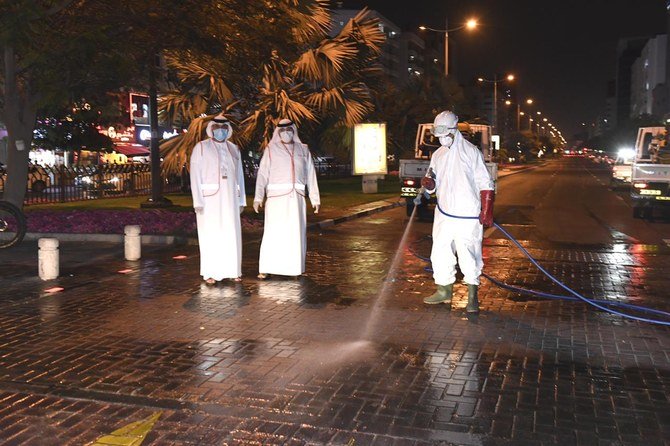 Dubai Municipality launched an 11-day disinfection campaign on Friday to begin cleaning and sterilising the streets and roads of the emirate as part of its measures against the coronavirus. (Dubai Media Office)