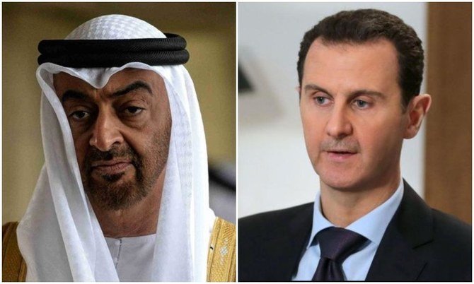 Abu Dhabi Crown Prince Sheikh Mohammed bin Zayed Al-Nahyan and Syrian president Bashar Assad discussed the coronavirus pandemic over the phone on Friday. (File/Reuters)