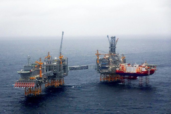 A view of the Johan sverdrup oil field in the north sea, some 140 km west from the town of stavanger, norway. the country’s sovereign wealth fund has lost $124 billion this year. (AFP)