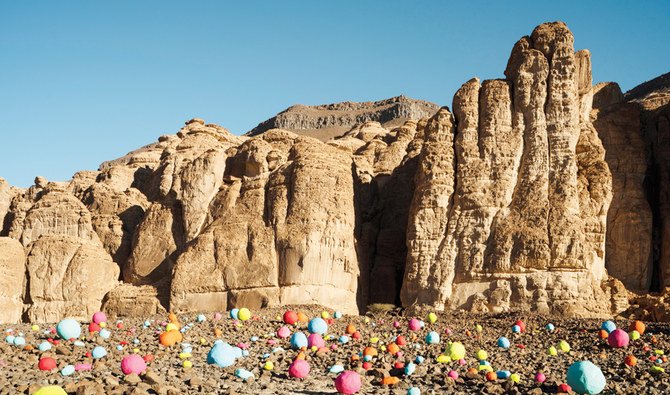 Emirati artist Mohammed Ahmed Ibrahim’s installation called ‘Falling Stones Garden’ on display at the first edition of Desert X AlUla exhibition. (Photos/Supplied)