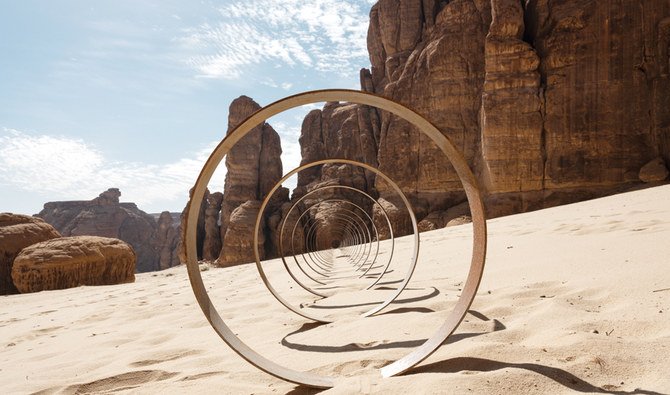 Emirati artist Mohammed Ahmed Ibrahim’s installation called ‘Falling Stones Garden’ on display at the first edition of Desert X AlUla exhibition. (Photos/Supplied)