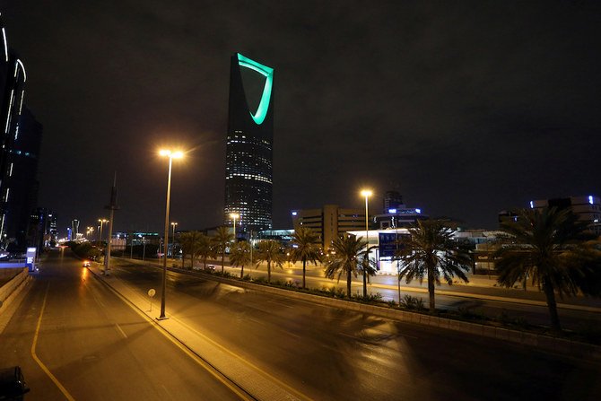 A general view shows an empty street after a curfew was imposed to prevent the spread of the coronavirus disease (COVID-19), in Riyadh, Saudi Arabia March 24, 2020. Picture taken March 24, 2020. (Reuters)