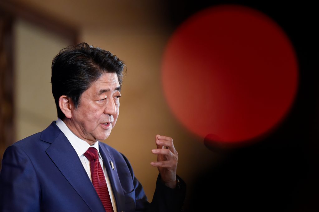 Japan's Prime Minister Shinzo Abe at the eighth trilateral leaders' meeting in Chengdu, in southwest China's Sichuan, Dec. 24, 2019. (AFP)