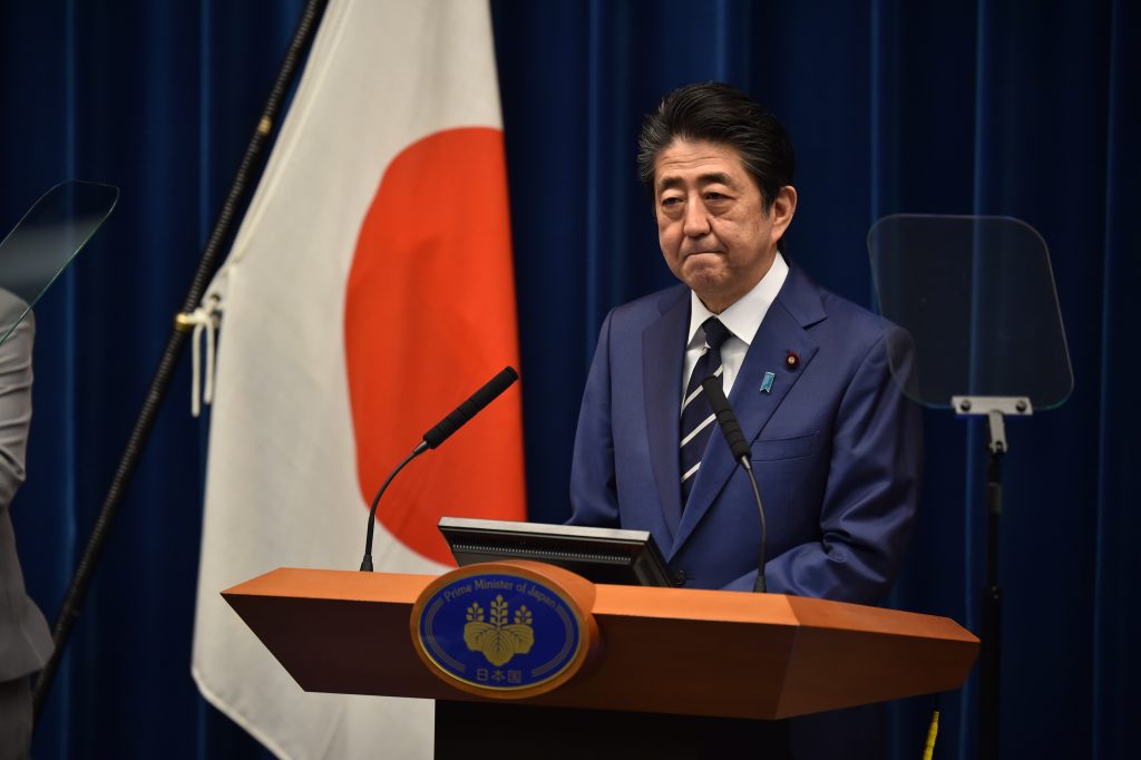 Japan's Prime Minister Shinzo Abe  during a press conference on the new coronavirus, at the prime minister's office, Tokyo, Feb. 29, 2020. (AFP)