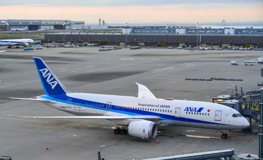 All Nippon Airways Boeing 787-8 Dreamliner docking at Tokyo Haneda Airport . (AFP)
