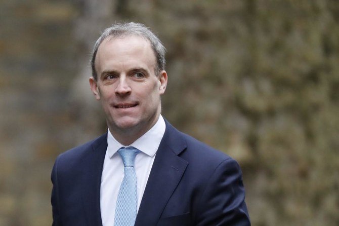 British foreign minister Dominic Raab will aim to re-affirm Britain’s ties in the region as it seeks to define its new role on the global stage after leaving the European Union in January. (File/AFP)