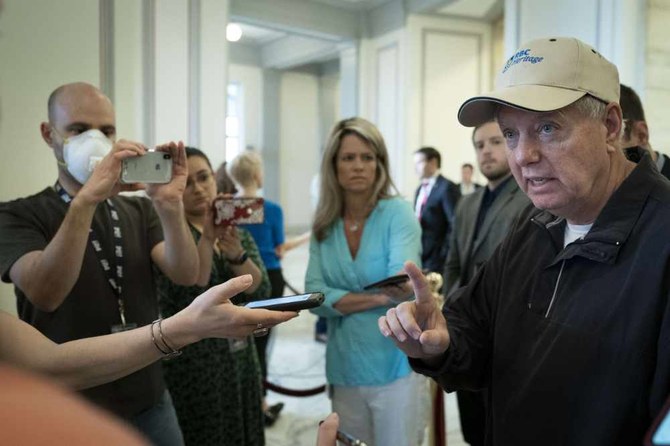  Sen. Lindsey Graham talks with reporters before a Senate GOP lunch meeting on Capitol Hill March 20, 2020 in Washington, DC about the US coronavirus stimulus bill, which leaders say they hope to have passed by Monday. (Drew Angerer/Getty Images/AFP)