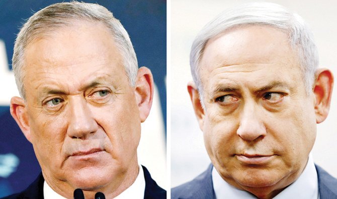 Benny Gantz and Prime Minister Benjamin Netanyahu. (Reuters)