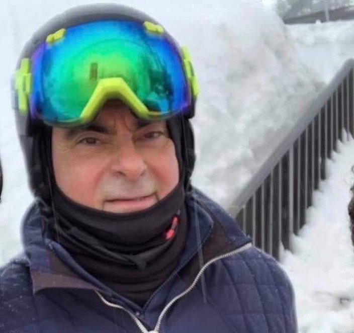 Carlos Ghosn's happier days, skiing in the Cedar Mountains of Lebanon (Supplied by Ghosn's Family Friend )