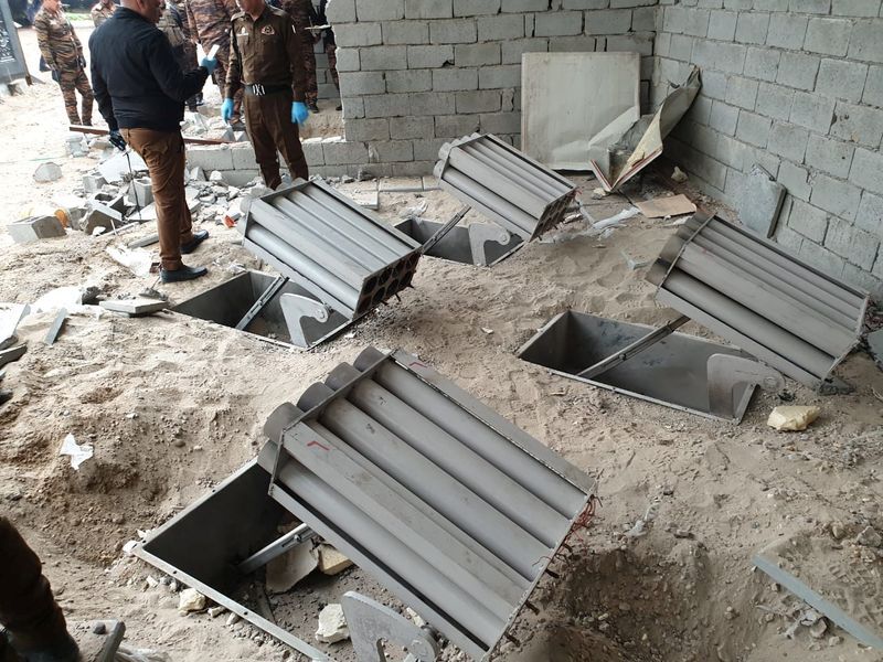 Katyusha rocket launchers that were fired on Taji air base, in Iraq. (Reuters)