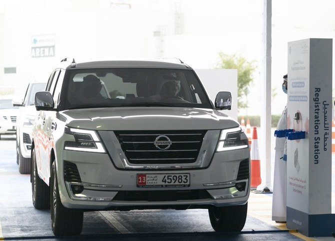 Abu Dhabi Crown Prince Mohammed bin Zayed gets tested for COVID-19 in the new drive-through testing site launched in Abu Dhabi. (Twitter/@MohamedBinZayed)