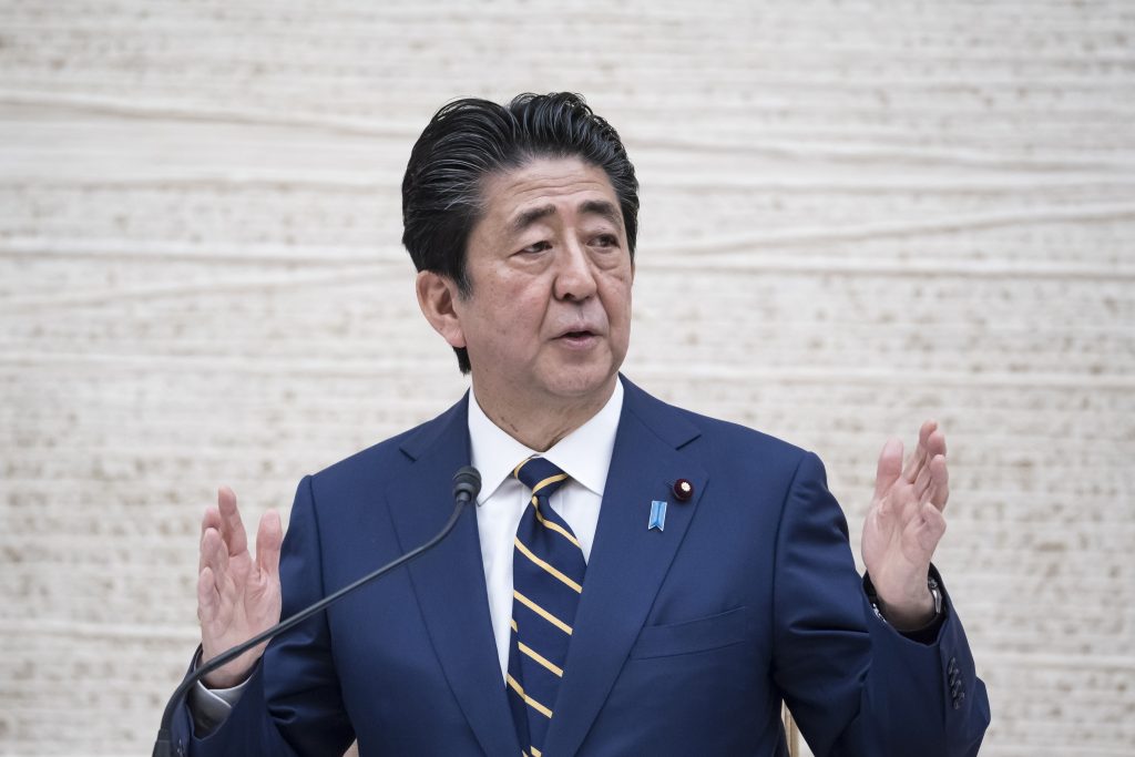 Japanese Prime Minister Shinzo Abe has stirred controversy with a video posted Sunday. (AFP)