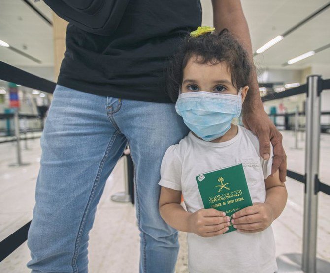 Saudi citizens arrive in the Kingdom after being transported from Indonesia on an evacuation flight on April 10, 2020. (SPA)