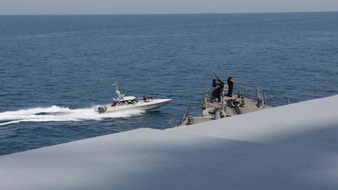 Eleven vessels from Iran’s Islamic Revolutionary Guard Corps Navy came dangerously close to US Navy and Coast Guard ships in the Gulf, the US military said on Wednesday, calling the moves “dangerous and provocative.” (Reuters)