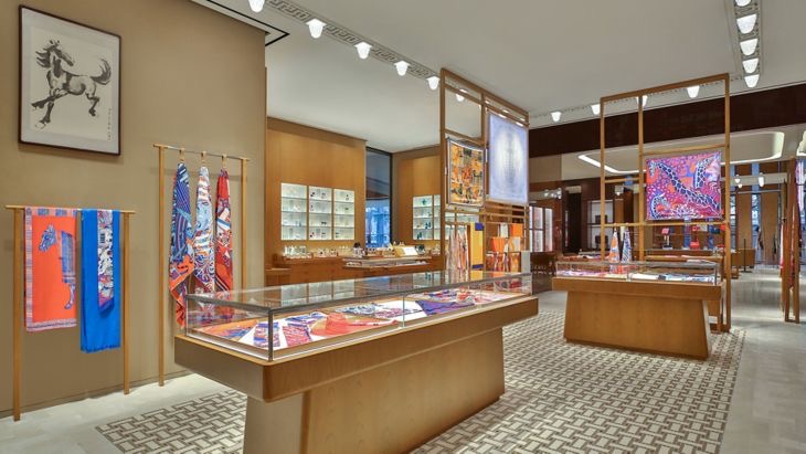 The interior of the repened Hermès Guangzhou store. (Twitter/cppluxury)