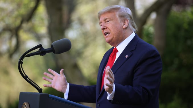 Donald Trump speaks during the daily coronavirus briefing at the Rose Garden of the White House on March 30, 2020 in Washington, DC. (Getty Images)