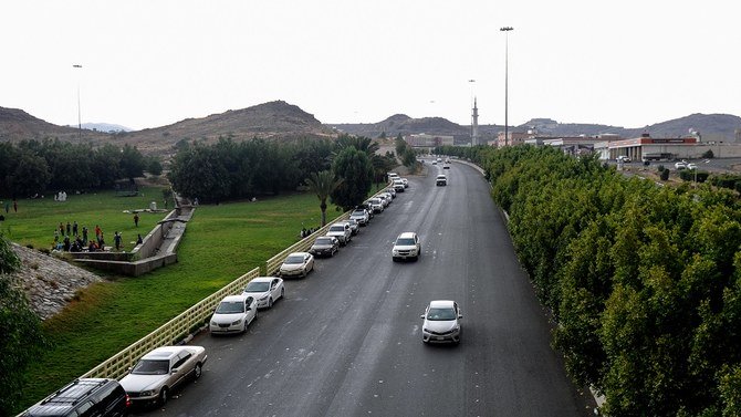 A picture taken on July 28, 2017 shows a general view of a cars driving down a street in the Saudi city of Taif. (File/AFP)