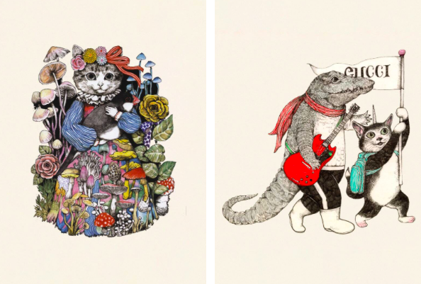Japanese Artist Yuko Higuchi’s illustrations for Gucci are collected in a downloadable sketchbook. (Gucci)