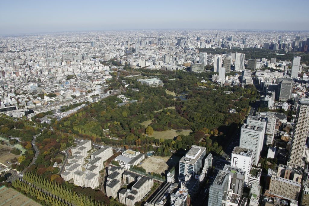 Aerial view of Shinjuku Gyoen National Garden areas. (Shutterstock)