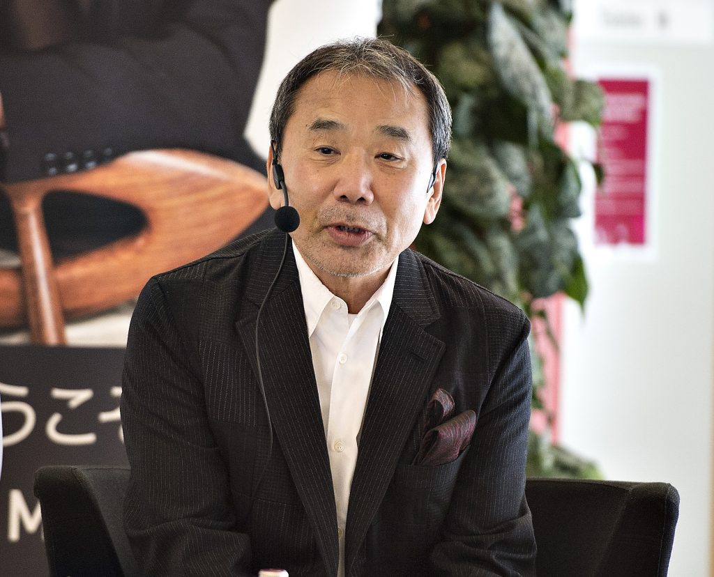 The Japanese writer Haruki Murakami attends an reading event at Odense Library in Odense, Denmark, Oct. 30, 2016. (AFP)