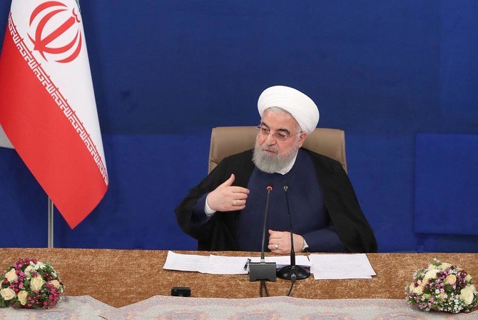 A handout picture provided by the Iranian presidency on May 6, 2020, shows President Hassan Rouhani during a cabinet session in the capital Tehran. (AFP)