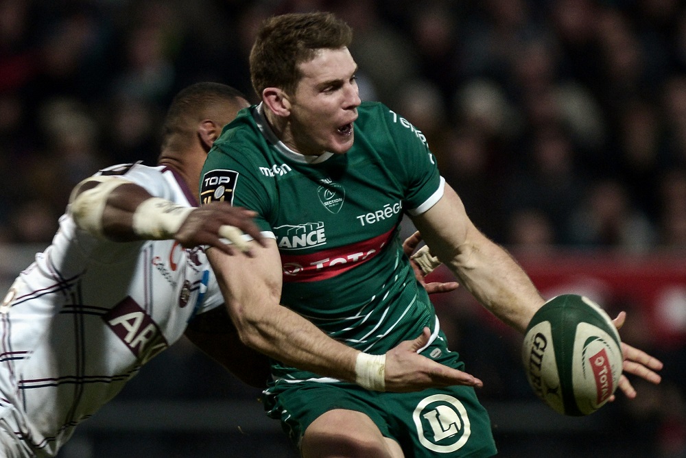 Pau's New Zealander fly-half Colin Slade passes the ball during the French Top 14 rugby union match between Pau and Bordeaux-Begles at the Hameau stadium on January 5 2019. (AFP)