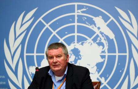 Ryan, Executive Director of the WHO, attends a news conference at the United Nations in Geneva (Reuters)