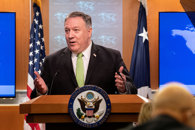 US Secretary of State Mike Pompeo speaks to the media at the State Department in Washington, May 20, 2020. (Reuters)