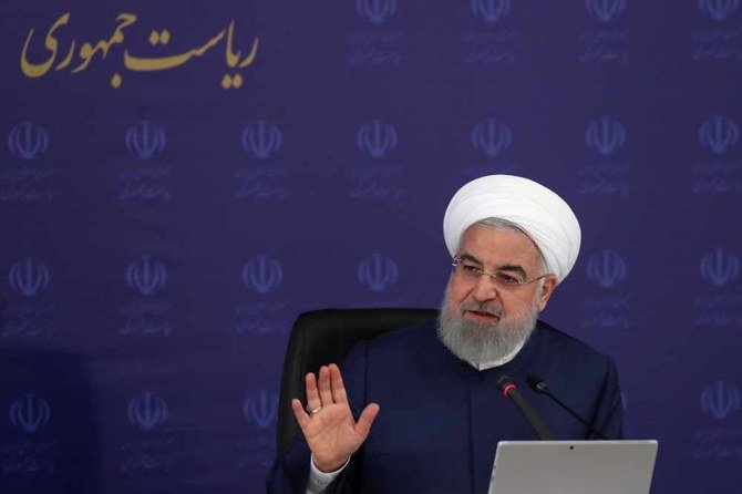 Iranian President Hassan Rouhani chairing a cabinet session in the capital Tehran on May 3, 2020. (Iranian Presidency photo via AFP)