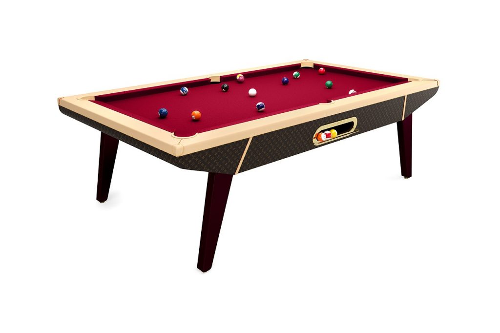 The LV pool tables are available in an array of colors and designs, such as the classic LV monogram. (Louis Vuitton)