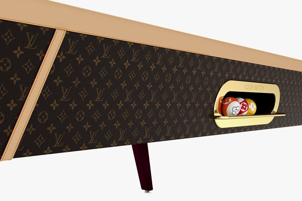 The LV pool tables are available in an array of colors and designs, such as the classic LV monogram. (Louis Vuitton)