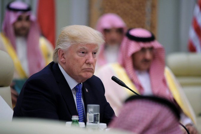 Donald Trump attends a meeting with leaders of the GCC at the King Abdulaziz Conference Center in Riyadh on May 21, 2017. (AFP)