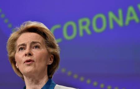 “In the space of just a few hours we have collectively pledged 7.4 billion euros for vaccines, diagnostics and treatments,” European Commission President Ursula von der Leyen said. (Reuters)