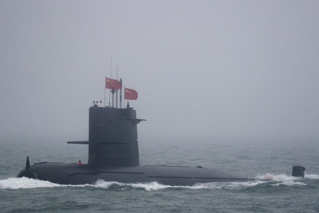 A new type 094A Jin-class nuclear submarine Long March 10 of the Chinese PLA Navy in a naval parade, in the sea near Qingdao, eastern China's Shandong province on April 23, 2019. (AFP)